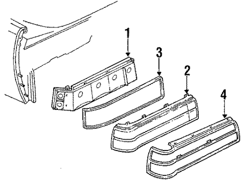 1984 Buick Electra Combination Lamps Lens, Rear Combination Lamp Diagram for 5971248