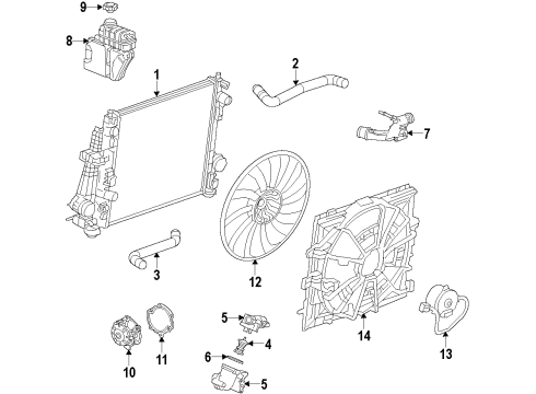 2016 Cadillac CTS Cooling System, Radiator, Water Pump, Cooling Fan Auxiliary Radiator Diagram for 23177172