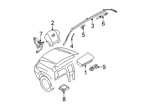 2007 Kia Sportage Air Bag Components Side Impact Sensor Assembly Diagram for 959202E000