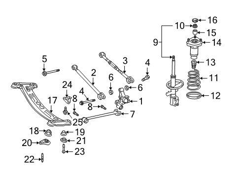 2004 Lexus ES330 Suspension Components, Ride Control, Stabilizer Bar Rear Suspension Control Arm Assembly, No.2, Right Diagram for 48730-33090