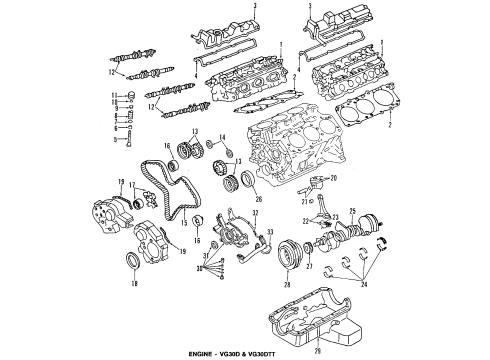 1993 Nissan 300ZX Engine Parts, Mounts, Cylinder Head & Valves, Camshaft & Timing, Oil Pan, Oil Pump, Crankshaft & Bearings, Pistons, Rings & Bearings Pulley-Crankshaft Diagram for 12303-30P20