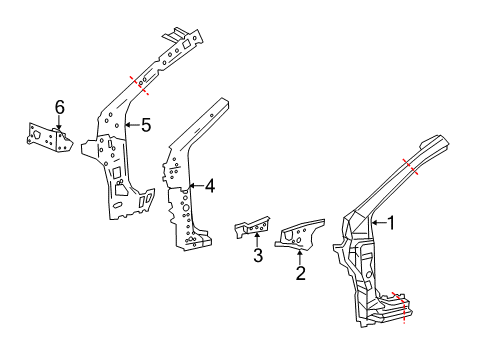 2017 Toyota Corolla Hinge Pillar Hinge Pillar Diagram for 61132-02340