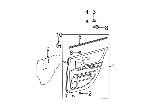 2004 Toyota Highlander Front Door Door Trim Panel Diagram for 67630-48180-A3