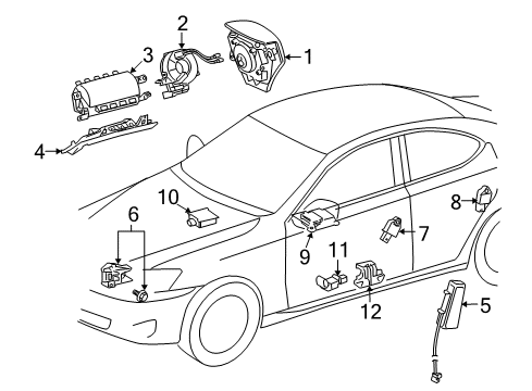 2015 Lexus IS250 Air Bag Components Sensor, Side Air Bag Diagram for 89831-53050