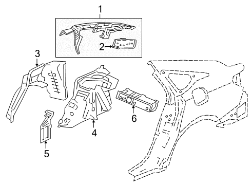 2018 Honda Accord Inner Structure - Quarter Panel Extension, L. RR. Wheel Arch Diagram for 64720-TVA-A00ZZ