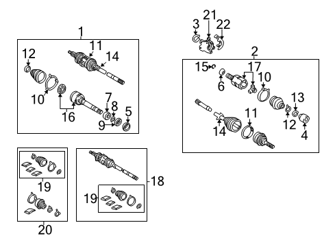 2006 Toyota Camry Drive Axles - Front Boot Kit Diagram for 04438-08080