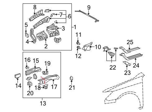 2012 Lexus ES350 Structural Components & Rails Rail Assembly Diagram for 57027-33902