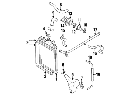 1997 Geo Metro Radiator & Components Radiator Coolant Hose Diagram for 30013096