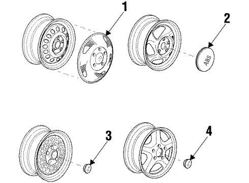 1998 Pontiac Grand Prix Wheel Covers & Trim Hub Cap ASSEMBLY Diagram for 9592695