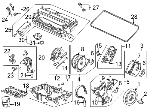 2006 Honda Accord Filters Gasket Set, Front Head Cover Diagram for 12030-RCJ-A01