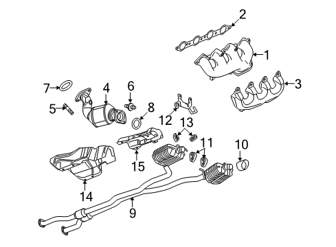 2009 Cadillac CTS Exhaust Components Muffler & Pipe Hanger Diagram for 15240254