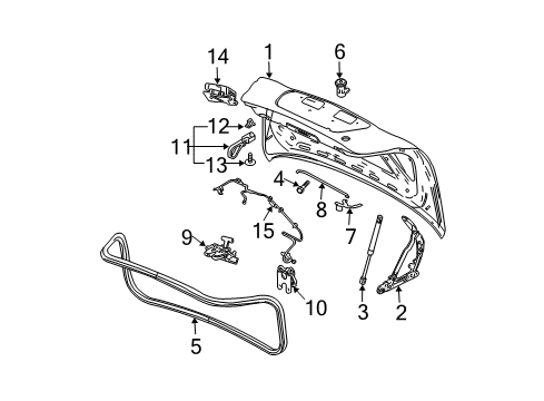 2005 Pontiac Grand Prix Trunk Rod-Rear Compartment Lid Lock Cyl Diagram for 10443238