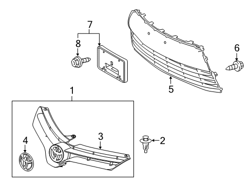 2015 Toyota Corolla Grille & Components Upper Grille Diagram for 53111-02760