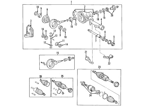 1998 Lexus LX470 Front Axle, Axle Shafts & Joints, Differential, Drive Axles, Propeller Shaft Joint Set, Front Axle INBOARD Diagram for 43403-60010