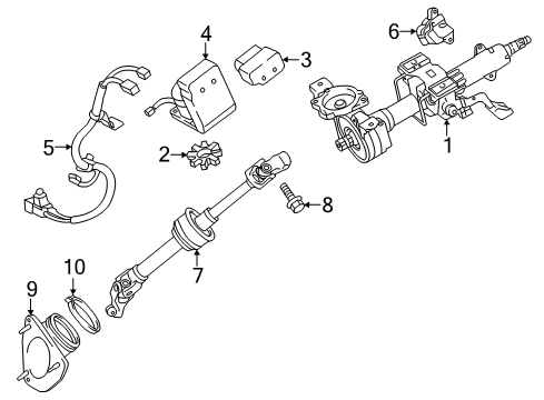2016 Toyota Avalon Steering Column & Wheel, Steering Gear & Linkage Computer Diagram for 89650-07130