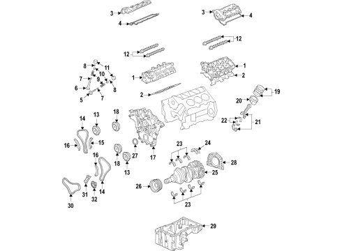 2020 Kia Sorento Engine Parts, Mounts, Cylinder Head & Valves, Camshaft & Timing, Variable Valve Timing, Oil Cooler, Oil Pan, Oil Pump, Balance Shafts, Crankshaft & Bearings, Pistons, Rings & Bearings Engine Mounting Bracket Assembly Diagram for 21810C5200