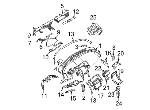 2008 Nissan Maxima Instrument Panel Cap Bolt Diagram for 68180-8J000