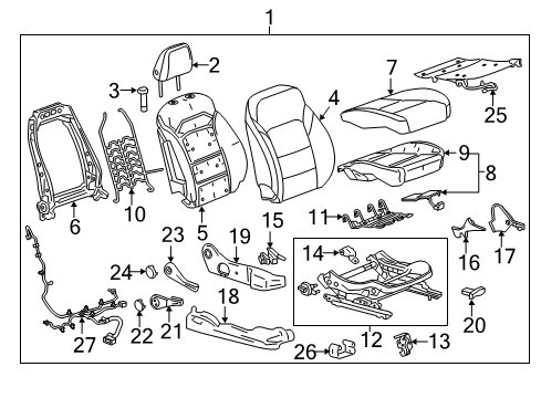 2019 Chevrolet Cruze Passenger Seat Components Seat Back Frame Diagram for 13511854