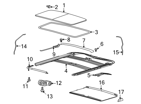 2009 Ford F-150 Sunroof Sunshade Diagram for 9L3Z-18519A02-AB