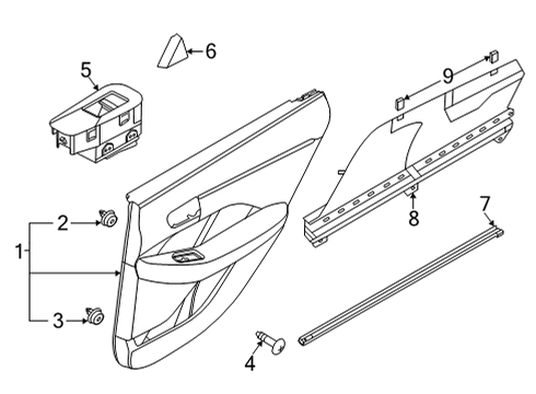 2021 Hyundai Sonata Rear Door Power Window Sub Switch Assembly Diagram for 93580-L1000-MMF