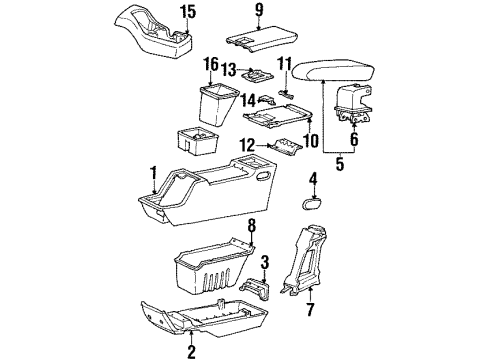 2000 Mercury Mountaineer Center Console, Sound System Console Panel Diagram for XL2Z-98043B62-AAC