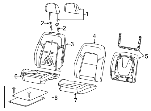 2013 Chevrolet Caprice Front Seat Components Pad Asm-Front Seat Back Cushion Diagram for 92247309