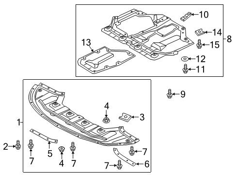 2017 Kia Optima Radiator Support - Under Cover & Splash Shields Rivet-Blind Diagram for 14166-05130