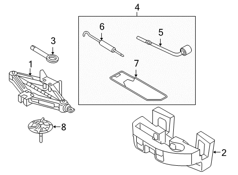 2011 Hyundai Genesis Coupe Jack & Components Tool Set Diagram for 0913026500