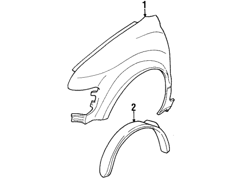 1998 Kia Sportage Fender & Components Fender Assembly-Front , RH Diagram for 0K01F52211A