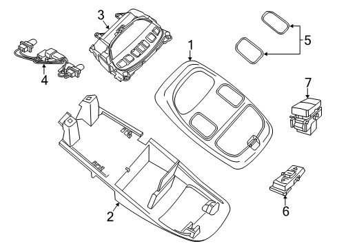 2013 Ram 1500 Sunroof Housing-Overhead Console Diagram for 1PQ06BD1AA