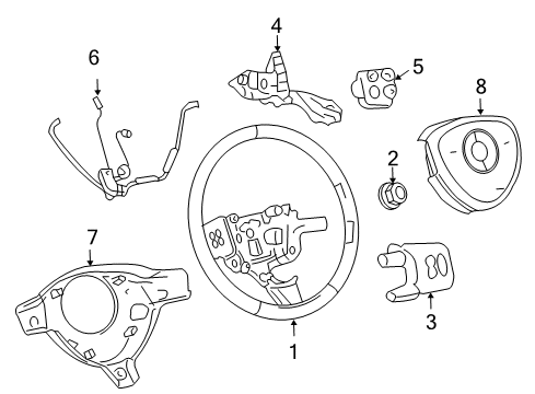 2005 Pontiac Montana Steering Column, Steering Wheel & Trim Steering Wheel Assembly *Ebony Diagram for 25894310