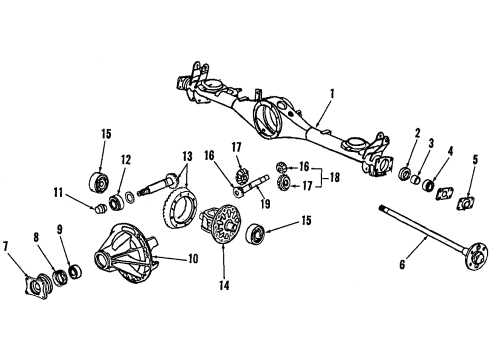 1987 Honda Civic Rear Axle, Differential, Propeller Shaft Support Assy. A, Center Bearing Diagram for 40520-SD9-672