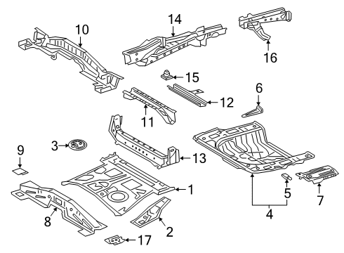 2020 Toyota RAV4 Rear Body - Floor & Rails Rear Floor Pan Diagram for 58311-0R900