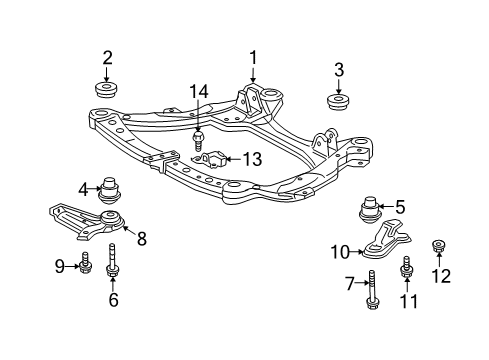 2012 Toyota Highlander Suspension Mounting - Front Front Plate Diagram for 51036-0E030
