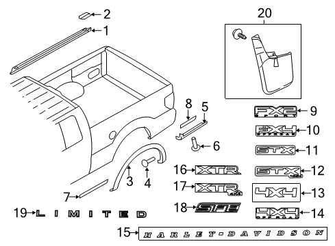 2013 Ford F-150 Exterior Trim - Pick Up Box Decal Diagram for CL3Z-9925622-AA