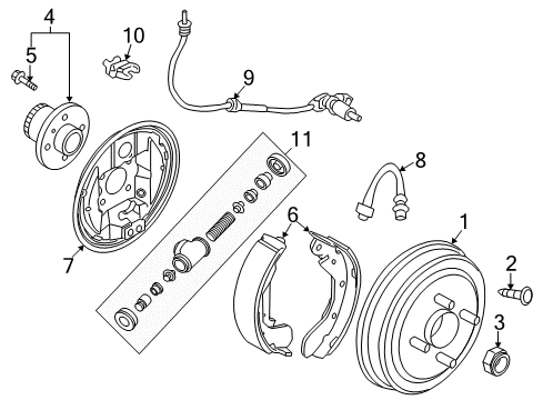 2007 Chevrolet Aveo Anti-Lock Brakes Backing Plate Diagram for 96574703