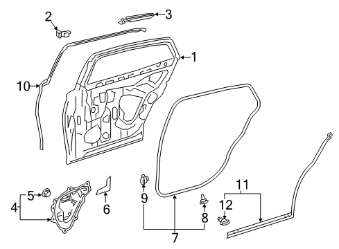 2019 Lexus LS500h Rear Door Panel Sub-Assembly, Rear Door Diagram for 67003-50120