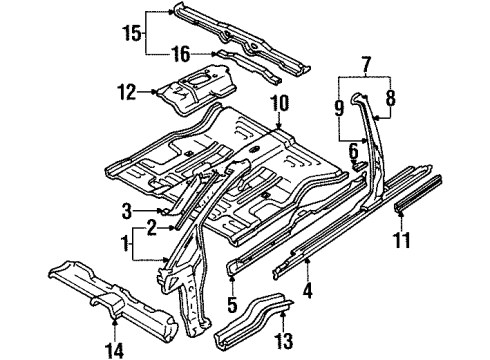 1990 Nissan Axxess Center Pillar, Hinge Pillar, Rocker, Floor Floor-Front Diagram for 74312-30R00