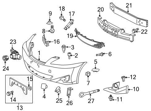 2013 Lexus IS250 Parking Aid Sensor, Ultrasonic Diagram for 89341-30010-A3