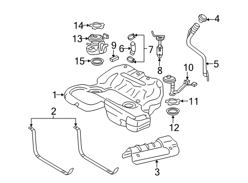 2006 Cadillac STS Fuel System Components Fuel Gauge Sending Unit Diagram for 88965813