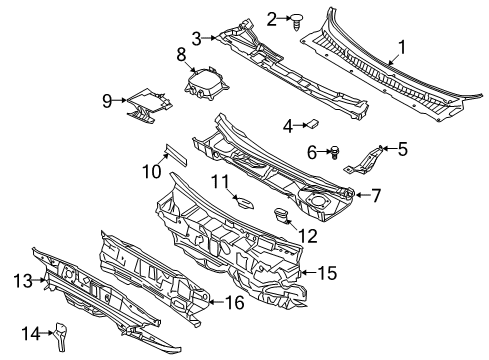 2015 Ford Special Service Police Sedan Cowl Reinforce Panel Diagram for DG1Z-54020C16-A