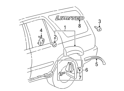 2000 Toyota 4Runner Exterior Trim - Quarter Panel Wheel Flare Diagram for 75605-35900