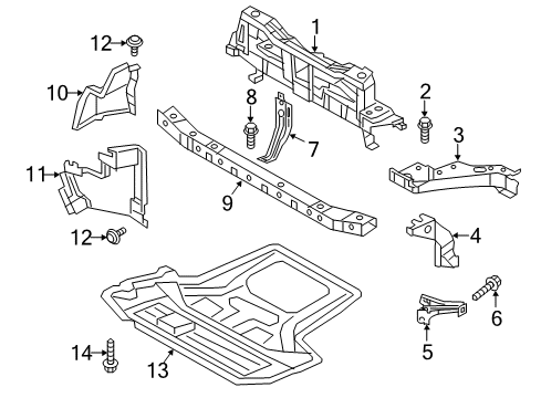 2017 Nissan NV200 Radiator Support Cover-Front, Under Diagram for 75890-3LN0A