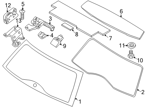 2002 BMW 325i Lift Gate - Glass & Hardware Hinge, Rear Window Left Diagram for 51248254015