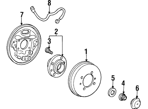 1998 Hyundai Sonata Rear Brakes Bolt-Hub Diagram for 52712-22200