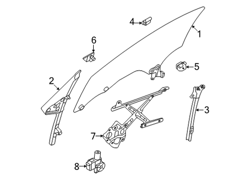 2022 Toyota GR86 Front Door Glass & Hardware Glass Run Diagram for SU003-G0033