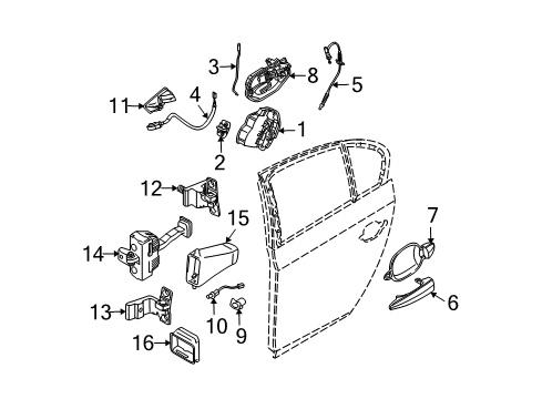 2006 BMW 525i Rear Door Left Operating Rod Diagram for 51227034563