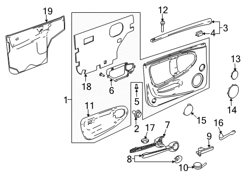 2005 Chevrolet SSR Interior Trim - Door Lock Knob Diagram for 9813799