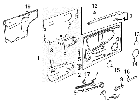 2005 Chevrolet SSR Interior Trim - Door Reflector, Front Side Door Warning Diagram for 15055841