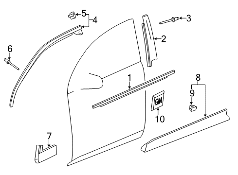 2011 Chevrolet Equinox Exterior Trim - Front Door Reveal Molding Diagram for 20953419